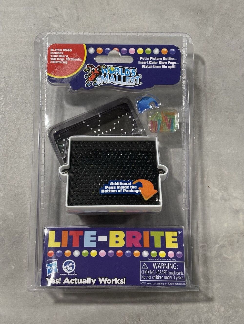 World's Smallest Lite-Brite Mini Light-Up Peg Art Toy Set, 150 Pegs, Lite Board